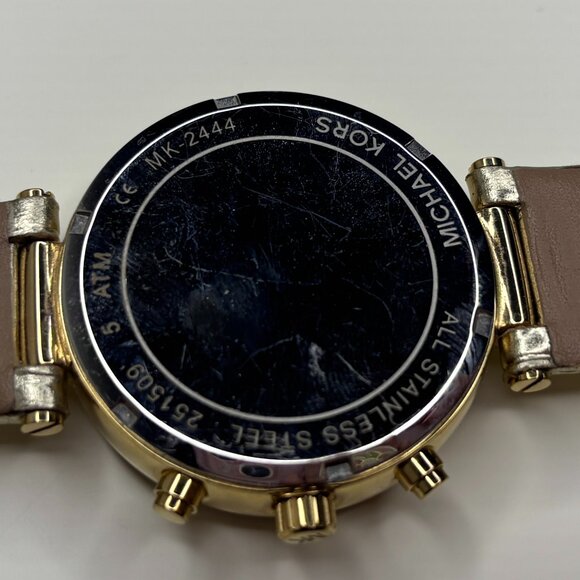 Michael Kors MK2444 Sawyer Gold Tone Chronograph Watch Croc Embossed Leather EUC main image 4